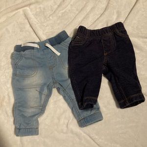 2 Pairs Baby 3 Month Jeans Bundle Lot Denim Unisex